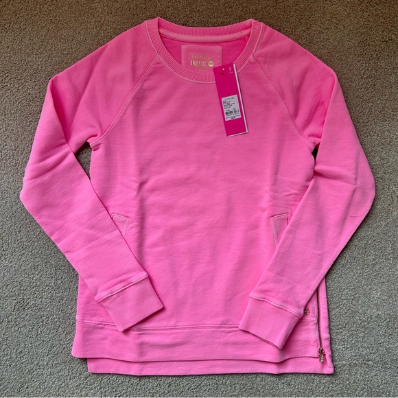 Lilly Pulitzer Tops - NWT Lilly Pulitzer Luxletic Beach Comber Pullover XXS Neon Pink Mandevilla Baby